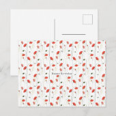 Red Floral Poppy Flowers Happy Birthday Card ポストカード (正面/裏面)