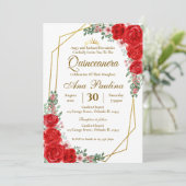 Red Floral Quinceañera Invitation 招待状 (スタンド正面)