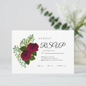 Red Floral RSVP Card – Elegant Wedding Response (スタンド正面)