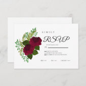 Red Floral RSVP Card – Elegant Wedding Response (正面/裏面)