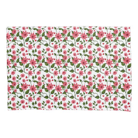 Red Floral Seamless Pattern  |  枕カバー (正面)