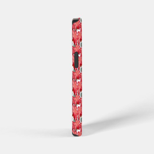Red Floral Seamless Pattern, Elegant Flower Repeat iPhoneケース (右側面)