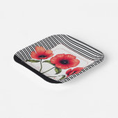 Red Floral Square ペーパープレート (傾斜あり)