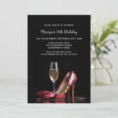 Red Floral Stiletto Shoes Birthday Party 招待状 (スタンド正面)