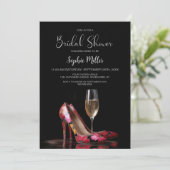 Red Floral Stiletto Shoes Bridal Shower 招待状 (スタンド正面)