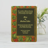 Red Floral Vine Border Wedding 招待状 (スタンド正面)