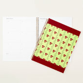 Red Floral Vine Pattern on Light Green プランナー手帳