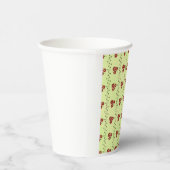 Red Floral Vine Pattern on Light Green 紙コップ (右)
