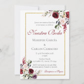 Red Floral Wedding invitation Invitación boda espa 招待状 (正面)