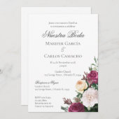 Red Floral Wedding invitation Invitation Spa 招待状 (正面/裏面)