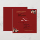 Red Floral Wedding Invitation  Square Invitation   招待状 (正面/裏面)