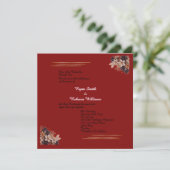 Red Floral Wedding Invitation  Square Invitation   招待状 (スタンド正面)