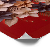 Red Floral Wedding Poster  Elegant Wedding Welcome ポスター (角)