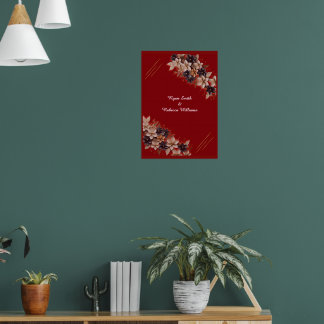 Red Floral Wedding Poster Elegant Wedding Welcome ポスター