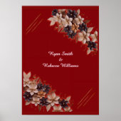Red Floral Wedding Poster  Elegant Wedding Welcome ポスター (正面)