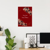 Red Floral Wedding Poster  Elegant Wedding Welcome ポスター (ホームオフィス)