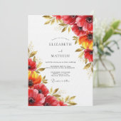 Red Floral Whimsy Wedding 招待状 (スタンド正面)