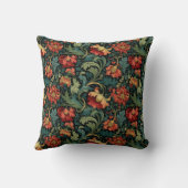 Red Floral William Morris print クッション (裏面)