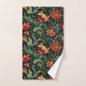 Red Floral William Morris print バスタオルセット (ハンドタオル)