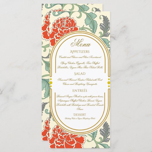 Red Florals with Green Leaves (正面/裏面)