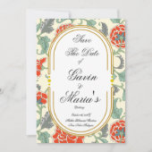 Red Florals with Green Leaves 招待状 (正面)