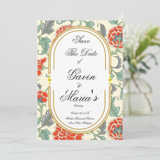 Red Florals with Green Leaves 招待状 (スタンド正面)