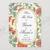 Red Florals with Green Leaves 招待状 (正面/裏面)