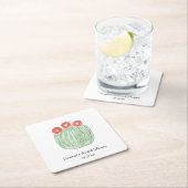 Red Flower Barrel Cactus Bridal Shower スクエアペーパーコースター (インサイチュ)