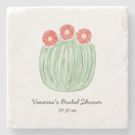 Red Flower Barrel Cactus Bridal Shower ストーンコースター