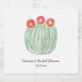 Red Flower Barrel Cactus Bridal Shower スパークリングワインラベル (シングルラベル)