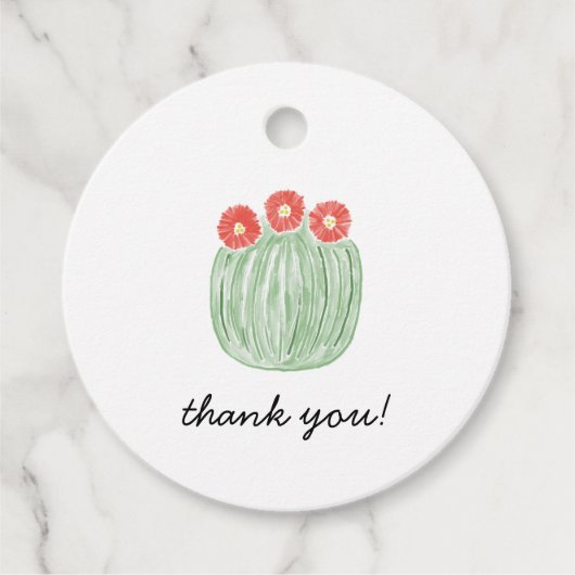 Red Flower Barrel Cactus Bridal Shower フェイバータグ (正面)