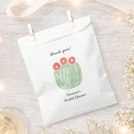 Red Flower Barrel Cactus Bridal Shower フェイバーバッグ (クリップ留めされた状態)