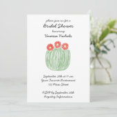 Red Flower Barrel Cactus Bridal Shower 招待状 (スタンド正面)