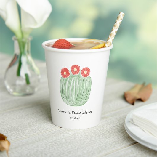 Red Flower Barrel Cactus Bridal Shower 紙コップ (インサイチュ)