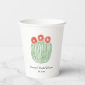 Red Flower Barrel Cactus Bridal Shower 紙コップ (正面)