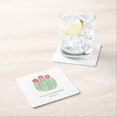 Red Flower Barrel Cactus Wedding Cocktail Hour スクエアペーパーコースター (インサイチュ)