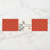 Red flower birds oriental Chinese wedding ペットボトルラベル (シングルラベル)