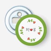 Red Flower Bottle Opener with Heart and Initials 栓抜き (正面)