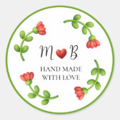 Red Flower Brownie Labels - Homemade Treats ラウンドシール (正面)