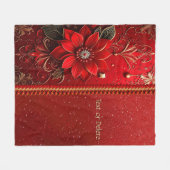 Red Flower Fleece Blanket フリースブランケット (正面(横))