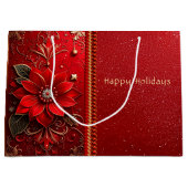 Red Flower Holiday Gift Bag ラージペーパーバッグ (正面)