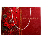Red Flower Holiday Gift Bag ラージペーパーバッグ (裏面)