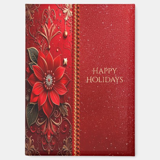 Red Flower Holiday Magnet マグネット (正面)