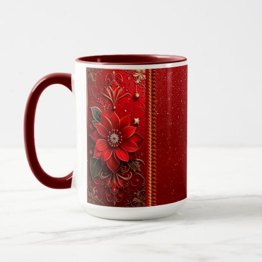Red Flower Holiday Mug マグカップ (左)