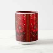 Red Flower Holiday Mug マグカップ (中央)