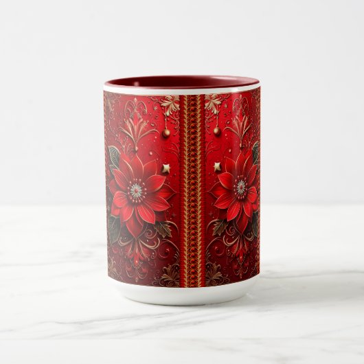 Red Flower Holiday Mug マグカップ (中央)