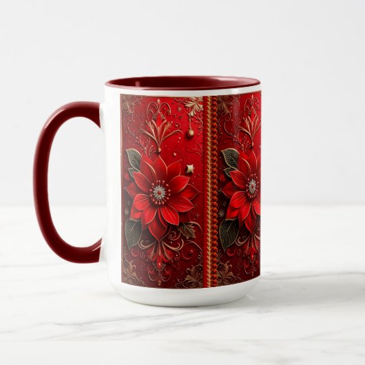 Red Flower Holiday Mug マグカップ (左)