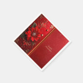 Red Flower Holiday Napkin スタンダードカクテルナプキン (角)
