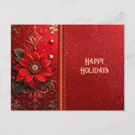 Red Flower Holiday Postcard ポストカード