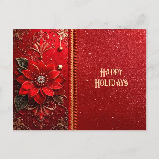 Red Flower Holiday Postcard ポストカード (正面)